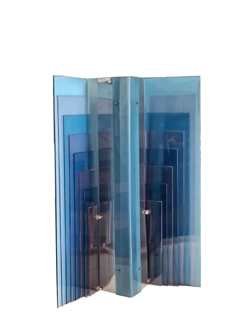 Pamono Blue Acrylic Glass Skyline Table Lamp from New Lamp, Italy, 1970s> Table Lamps