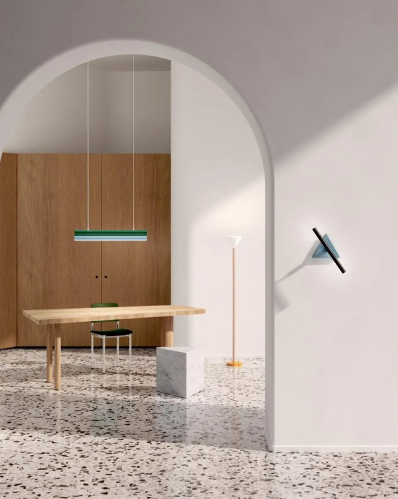 Pamono Blue and Black Tube and Triangle Wall Light by Atelier Areti> Wall Lights & Sconces