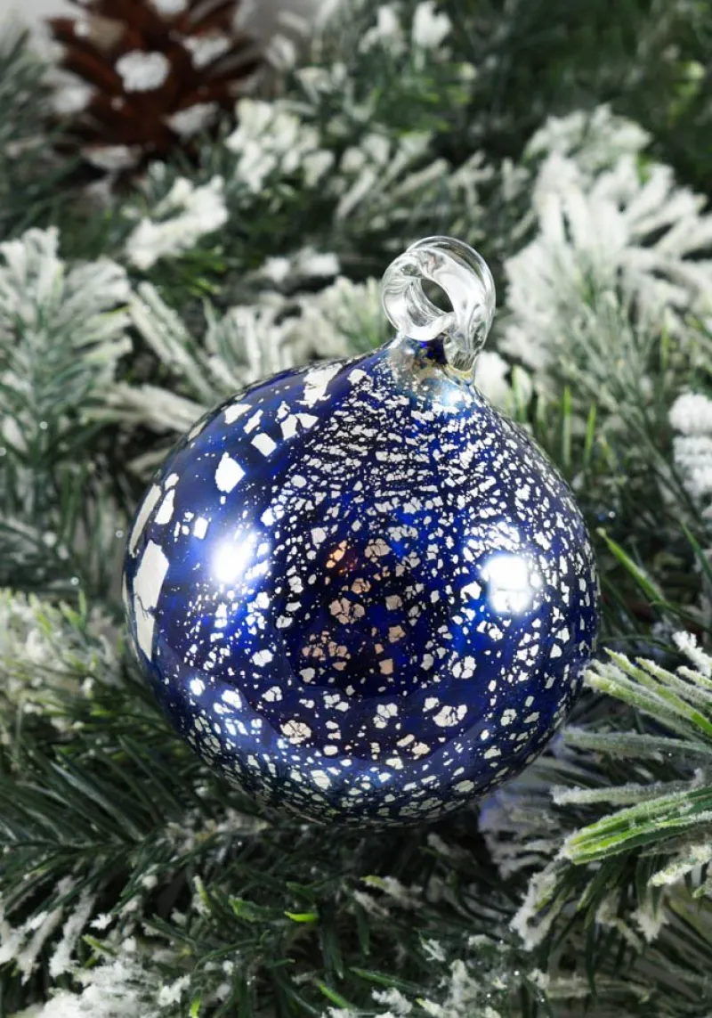 Outlet Pamono Blue and Silver Christmas Ball Blue from Made Murano Glass