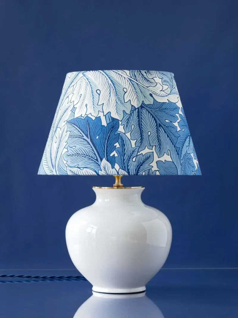 Pamono Blue and White Velsen Delft Table Lamp, William Morris Lampshade> Table Lamps