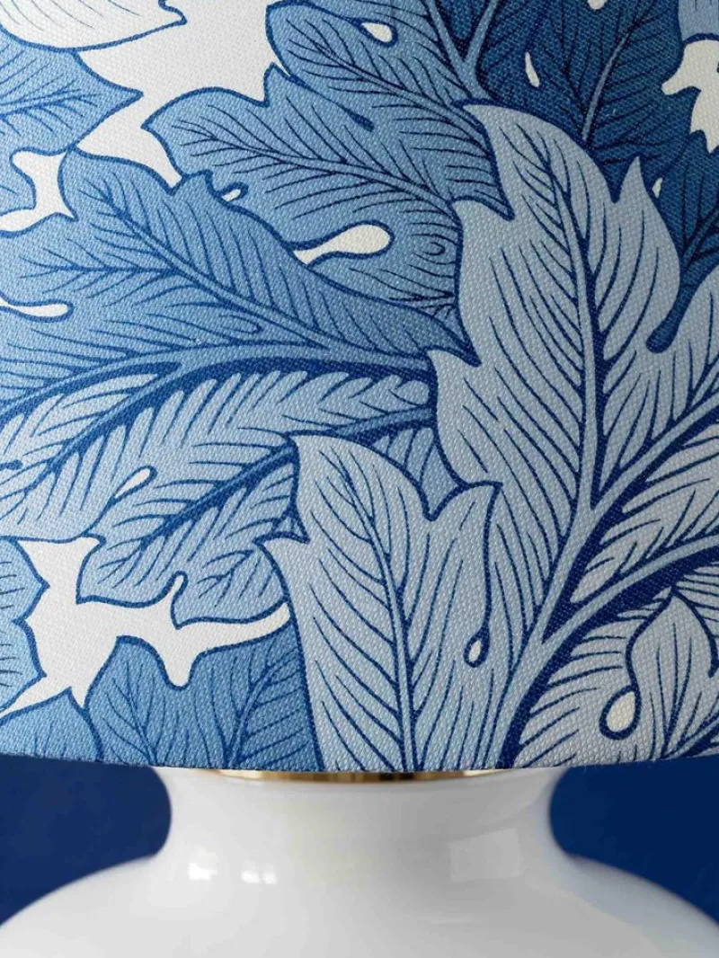Pamono Blue and White Velsen Delft Table Lamp, William Morris Lampshade> Table Lamps