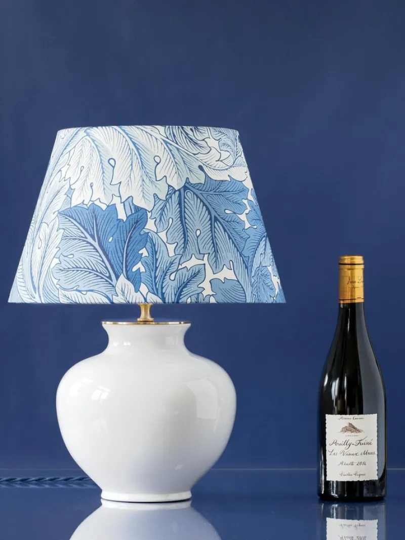 Pamono Blue and White Velsen Delft Table Lamp, William Morris Lampshade> Table Lamps
