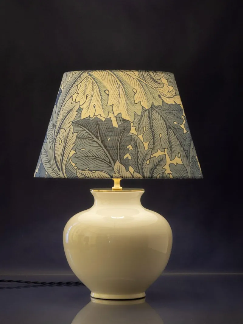 Pamono Blue and White Velsen Delft Table Lamp, William Morris Lampshade> Table Lamps
