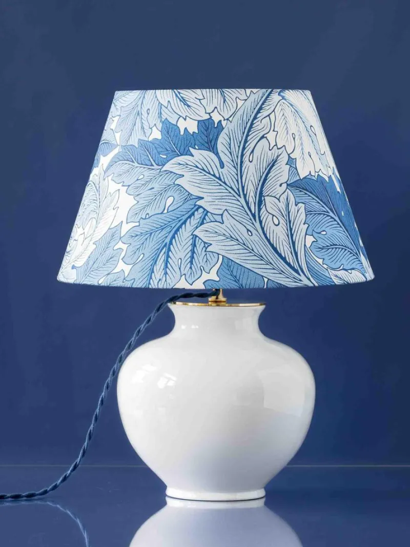 Pamono Blue and White Velsen Delft Table Lamp, William Morris Lampshade> Table Lamps