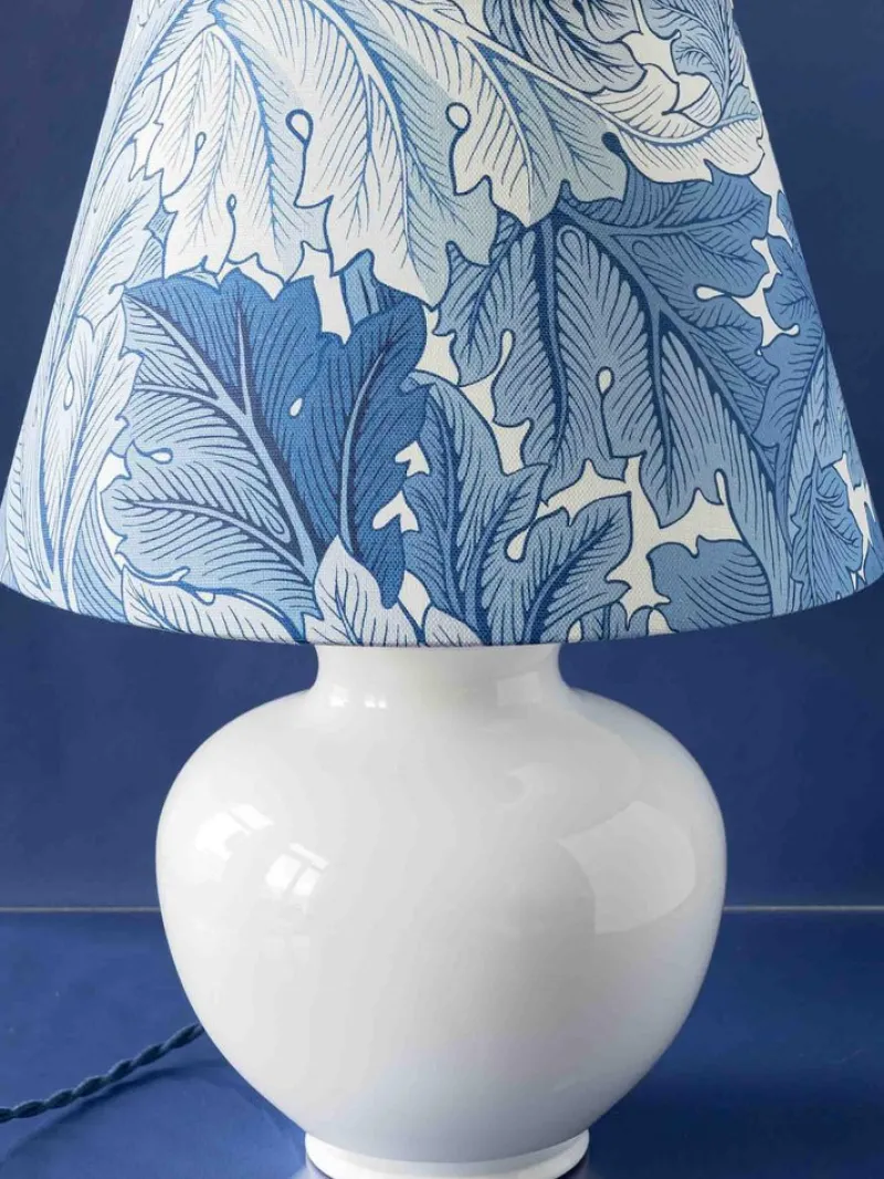 Pamono Blue and White Velsen Delft Table Lamp, William Morris Lampshade> Table Lamps