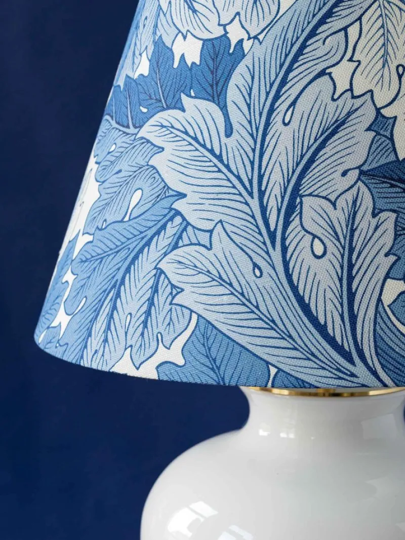 Pamono Blue and White Velsen Delft Table Lamp, William Morris Lampshade> Table Lamps