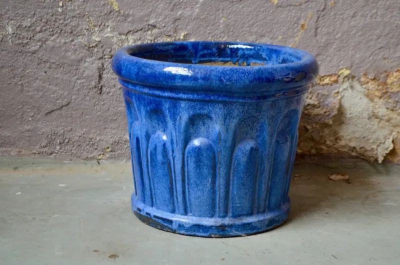 Pamono Blue Ceramic Planters, Set of 2> Planters And Jardiniere