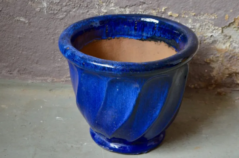 Pamono Blue Ceramic Planters, Set of 2> Planters And Jardiniere