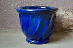 Pamono Blue Ceramic Planters, Set of 2><noscript><img width=