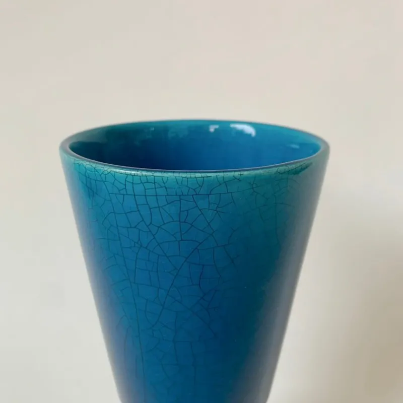 Best Pamono Blue Ceramic Vase by Pol Chambost, France, 1970s