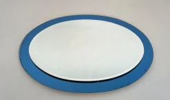 Pamono Blue Contour Oval Mirror by Fontana Arte><noscript><img width=