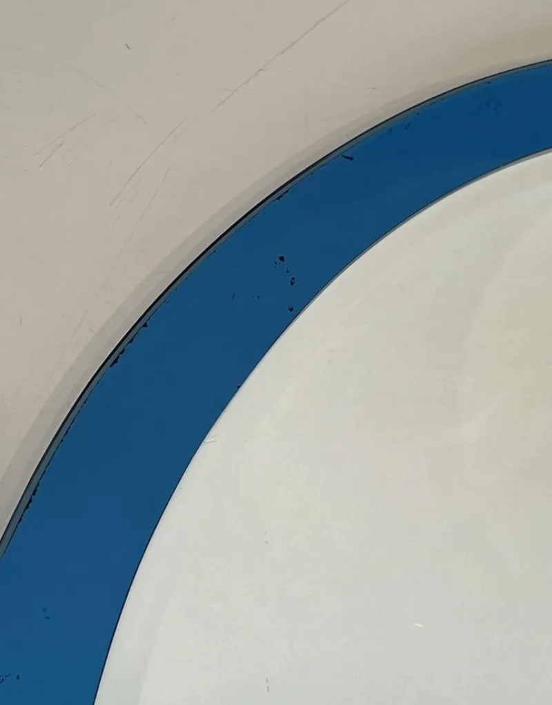 Pamono Blue Contour Oval Mirror by Fontana Arte> Mirrors