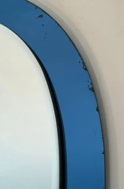 Pamono Blue Contour Oval Mirror by Fontana Arte><noscript><img width=