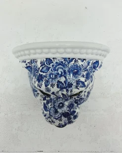 Pamono Blue Delft Leopard Wall Shelf from Ceramiche Boxer> Storage