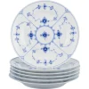 Pamono Blue Fluted Plain in Porcelain from Royal Copenhagen, 1938, Set of 6> Dinner Plates & Bowls