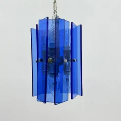 Pamono Blue Glass Hanging Lamp from Veca, Italy, 1970s><noscript><img width=