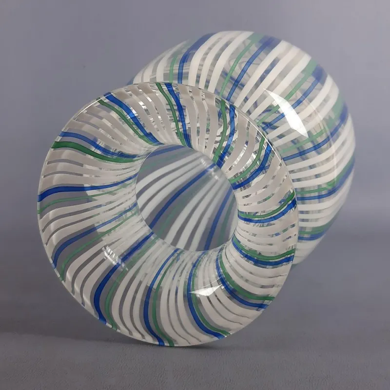 Pamono Blue, Green and White Murano Glass Vase by Colleoni, 1998> Vases