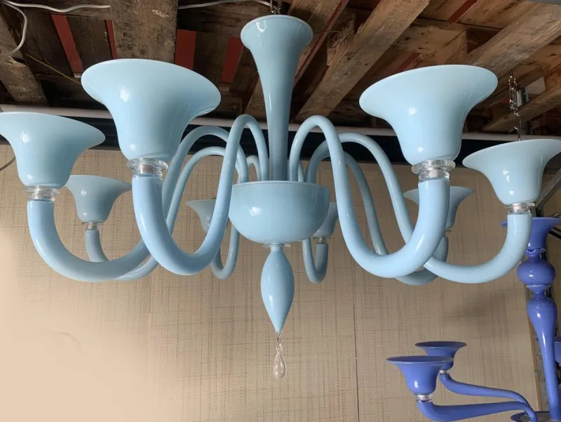 Outlet Pamono Blue Murano Glass Chandelier from Simoeng