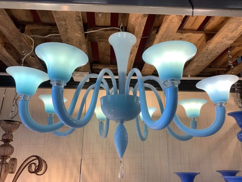 Outlet Pamono Blue Murano Glass Chandelier from Simoeng