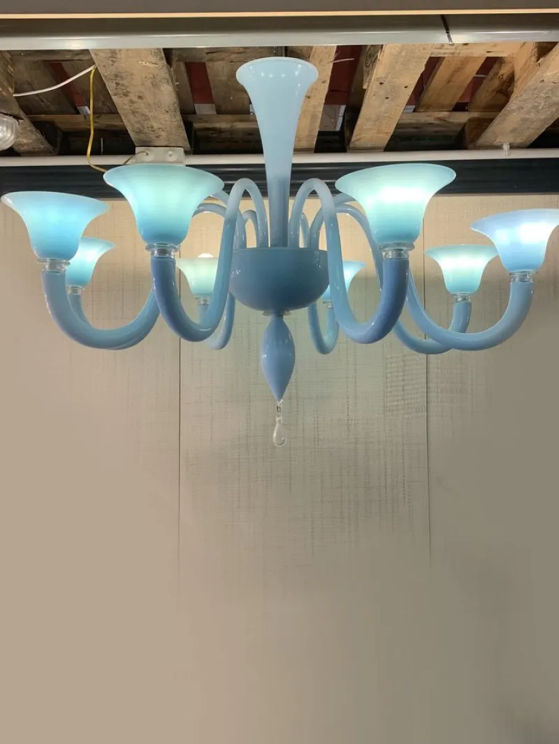 Outlet Pamono Blue Murano Glass Chandelier from Simoeng