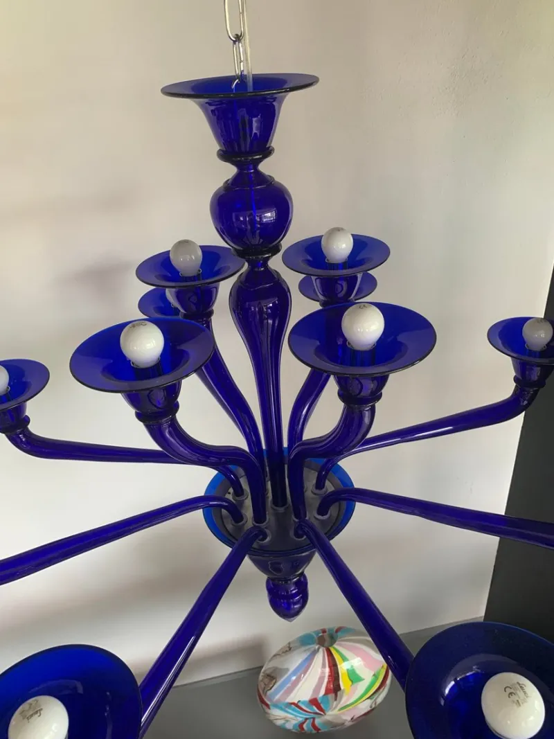 Pamono Blue Murano Glass Chandelier from Simoeng> Ceiling Lights