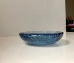 New Pamono Blue Murano Glass Dish with Air Bubbles from Seguso, 1950s
