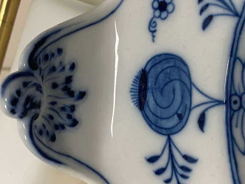 Pamono Blue Onion Porcelain Platter by Carl Teichert for Meissen, 1880s> Serving Dishes