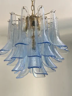 Pamono Blue Selle Murano Glass Chandelier by Simoeng