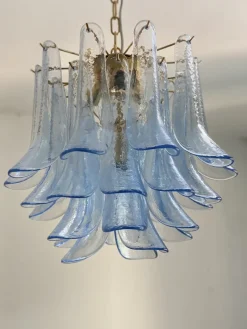 Pamono Blue Selle Murano Glass Chandelier by Simoeng