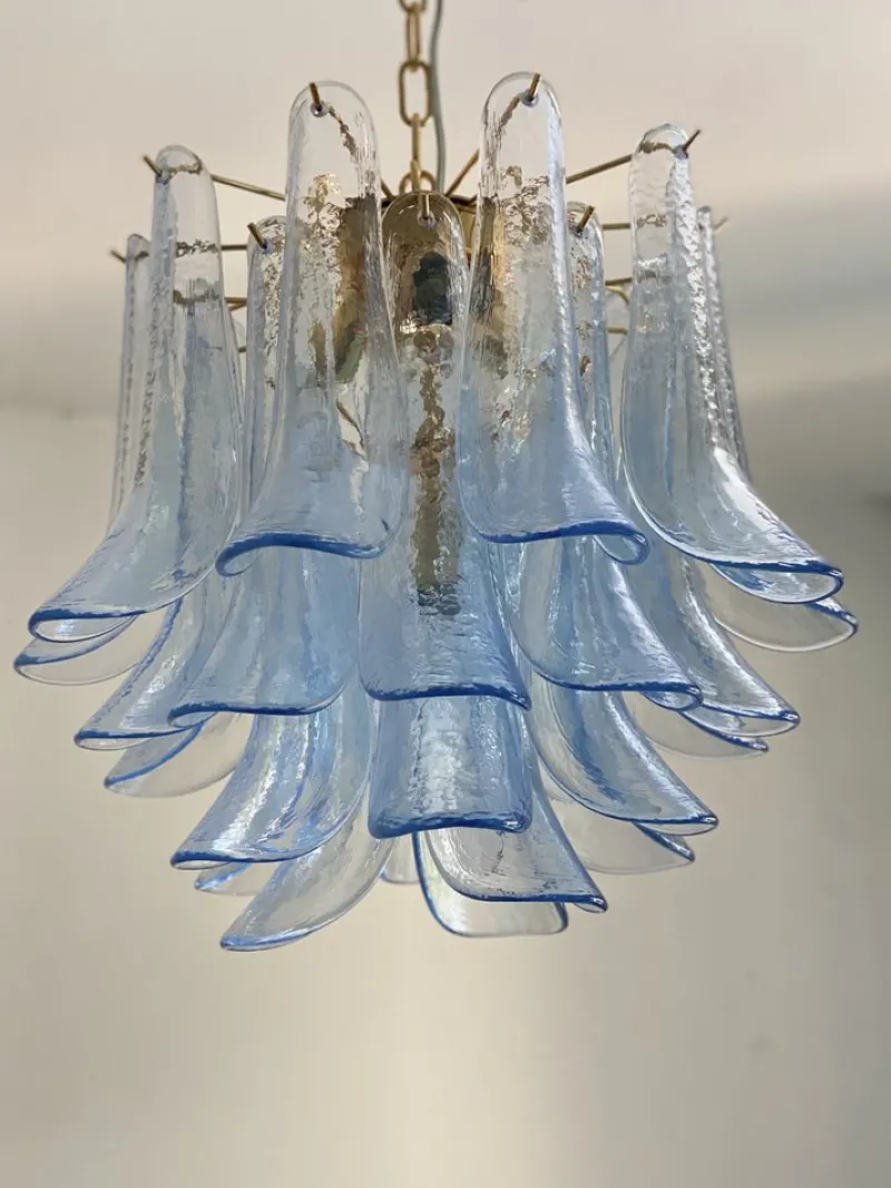Pamono Blue Selle Murano Glass Chandelier by Simoeng