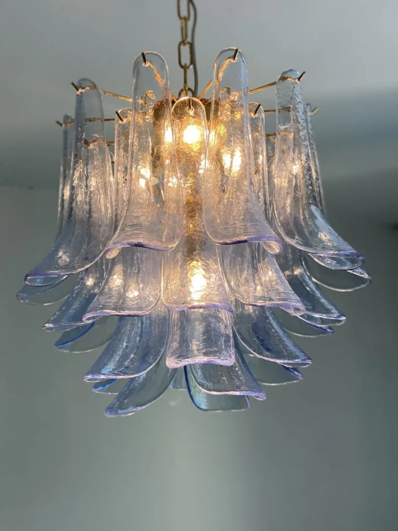 Pamono Blue Selle Murano Glass Chandelier by Simoeng