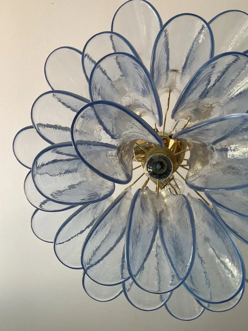 Pamono Blue Selle Murano Glass Chandelier by Simoeng