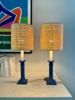 Pamono Blue Sky Ceramic Lamps, 1970, Set of 2> Table Lamps