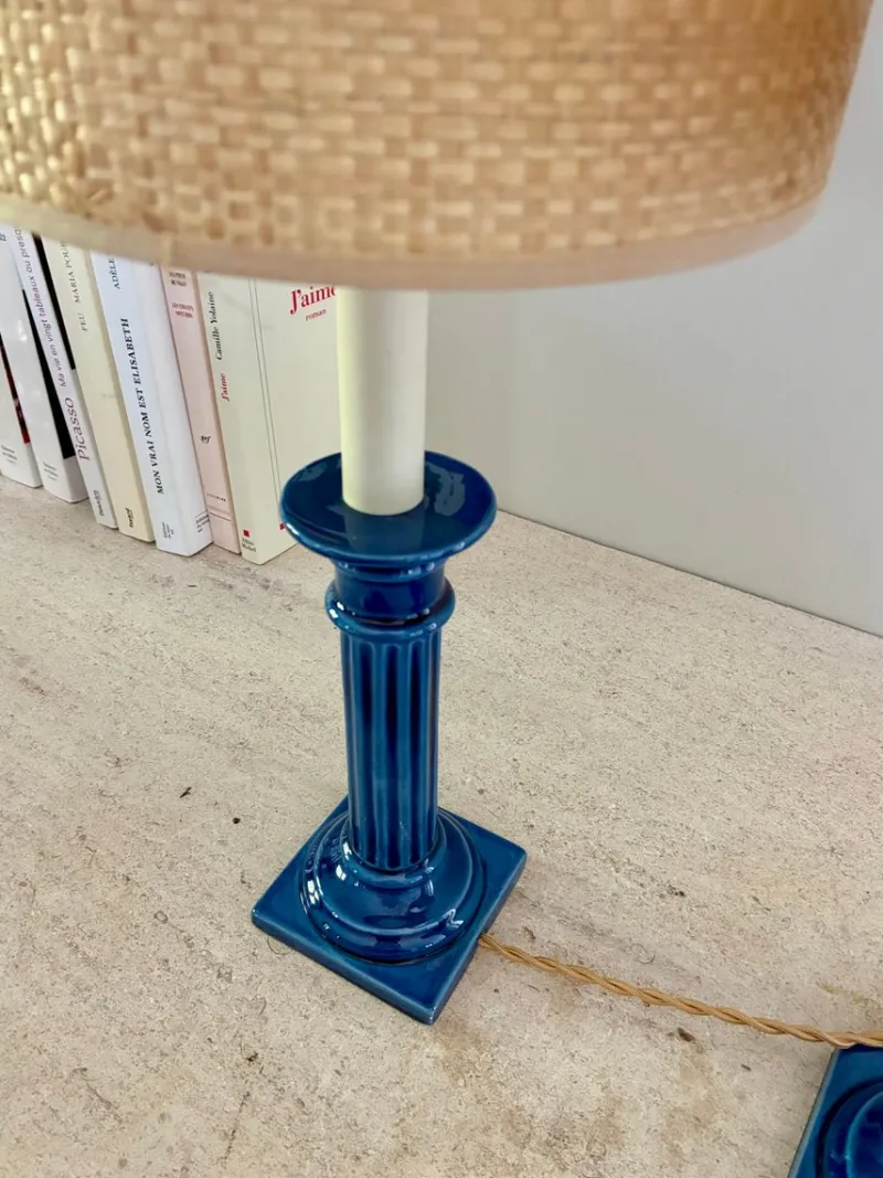 Pamono Blue Sky Ceramic Lamps, 1970, Set of 2> Table Lamps