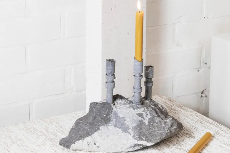 Pamono Blue Stone Abra Candelabra by Studio DO> Decorative Objects