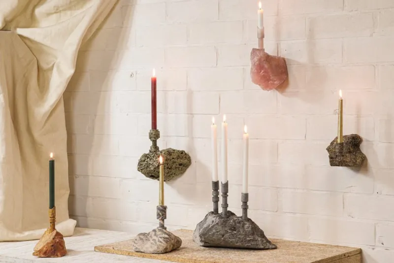 Pamono Blue Stone Abra Candelabra by Studio DO> Decorative Objects