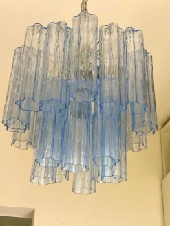 Pamono Blue Tronchi Murano Glass Chandelier in Venini Style by Simoeng> Ceiling Lights