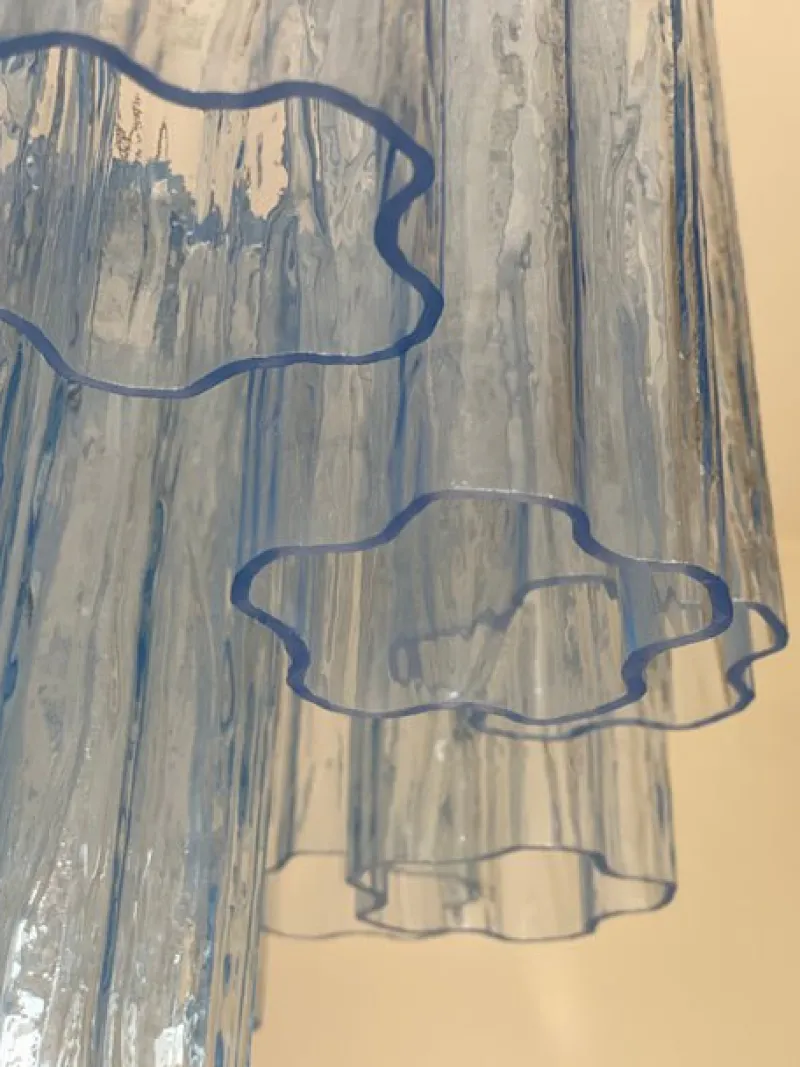 Pamono Blue Tronchi Murano Glass Chandelier in Venini Style by Simoeng> Ceiling Lights