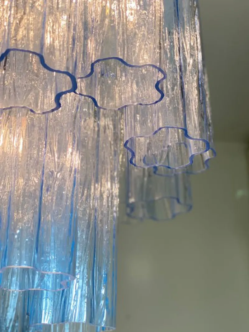 Pamono Blue Tronchi Murano Glass Chandelier in Venini Style by Simoeng> Ceiling Lights