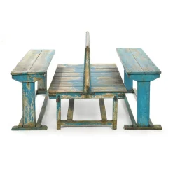 Pamono Blue Wooden Double School Desk> Children's Tables