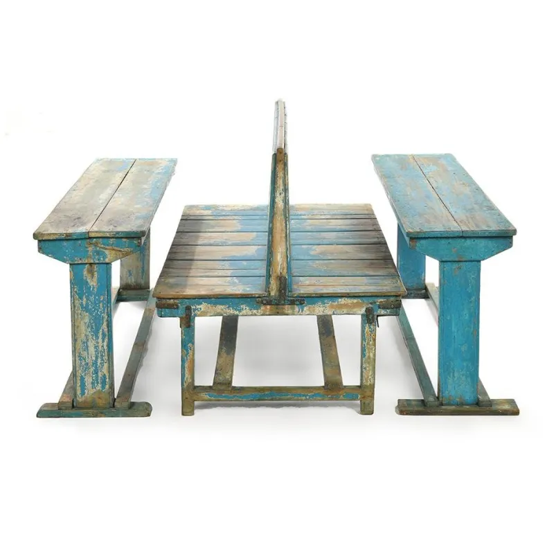 Pamono Blue Wooden Double School Desk> Children's Tables
