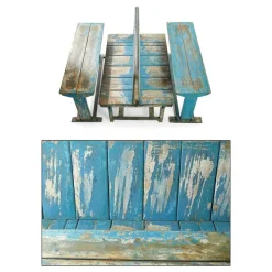 Pamono Blue Wooden Double School Desk><noscript><img width=