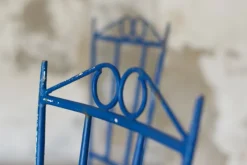 Sale Pamono Blue Wrought Iron Garden Chairs, 1950, Set of 4