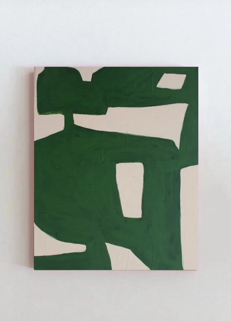 Discount Pamono Bodasca, Minimalist Green Organic, 2025, Acrylic on Canvas