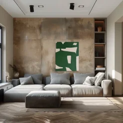 Discount Pamono Bodasca, Minimalist Green Organic, 2025, Acrylic on Canvas