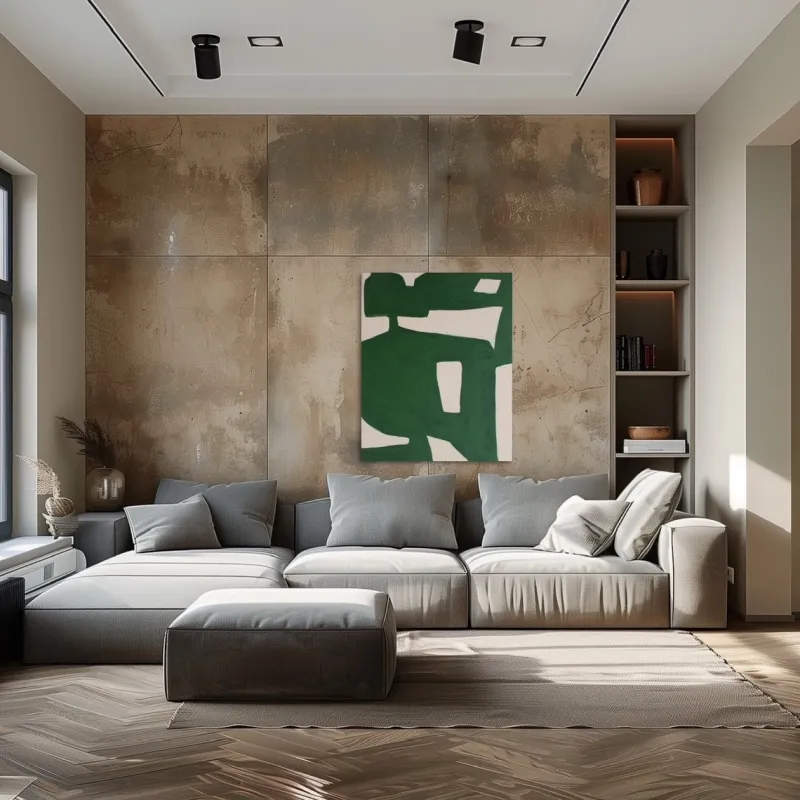 Discount Pamono Bodasca, Minimalist Green Organic, 2025, Acrylic on Canvas