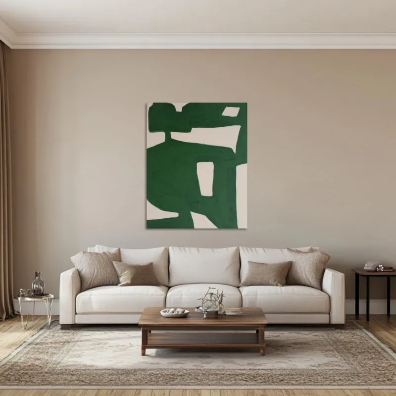 Discount Pamono Bodasca, Minimalist Green Organic, 2025, Acrylic on Canvas