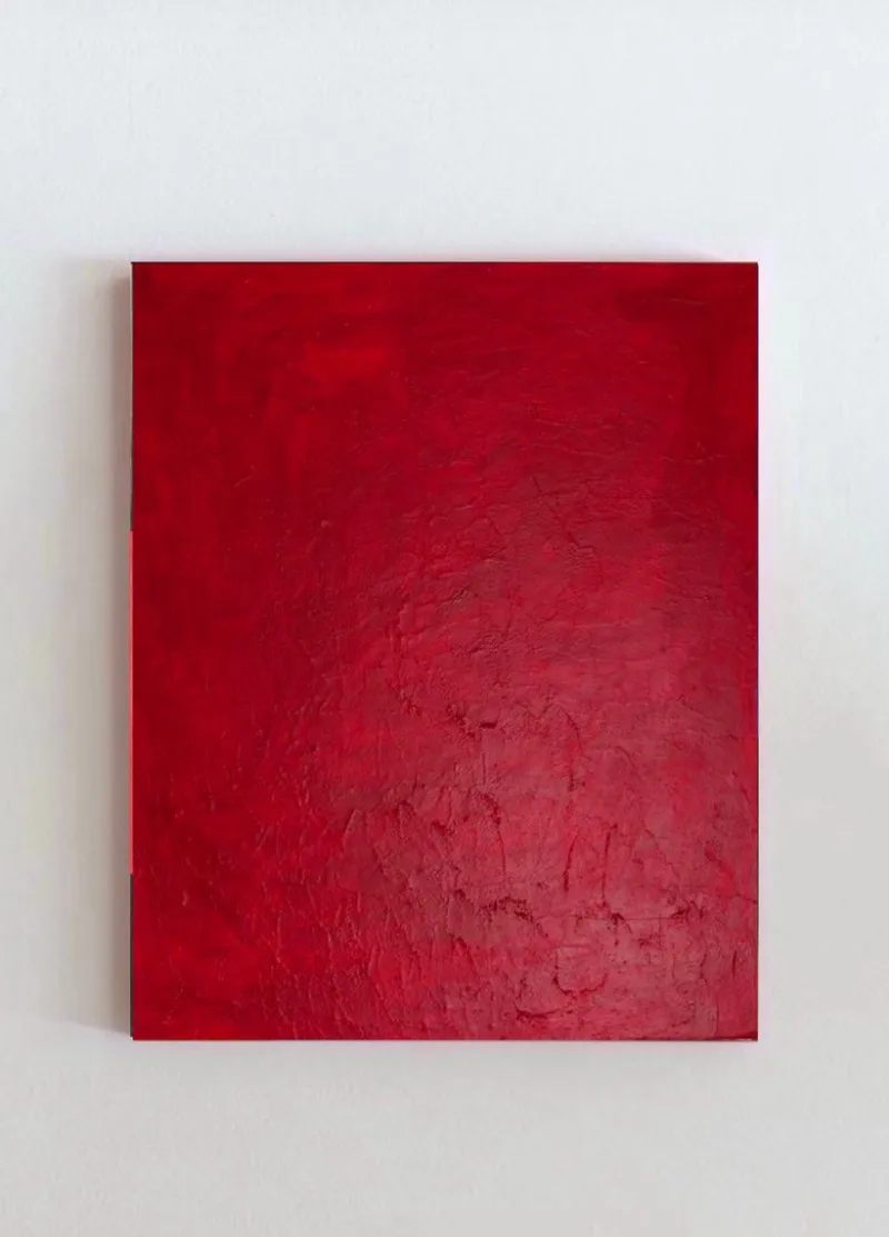 Pamono Bodasca, Minimalist Textured Red, 2025, Acrylic on Canvas> Abstraction