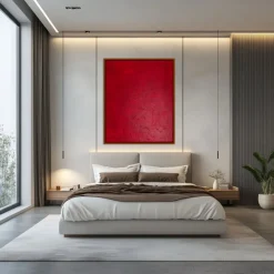 Pamono Bodasca, Minimalist Textured Red, 2025, Acrylic on Canvas> Abstraction