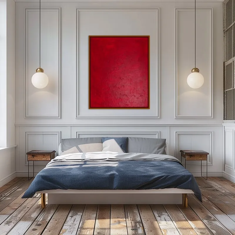 Pamono Bodasca, Minimalist Textured Red, 2025, Acrylic on Canvas> Abstraction
